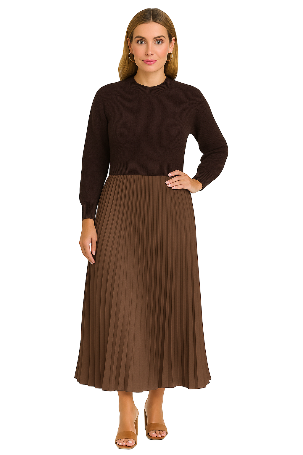 Valeria | Robe maxi avec pull et jupe plissée