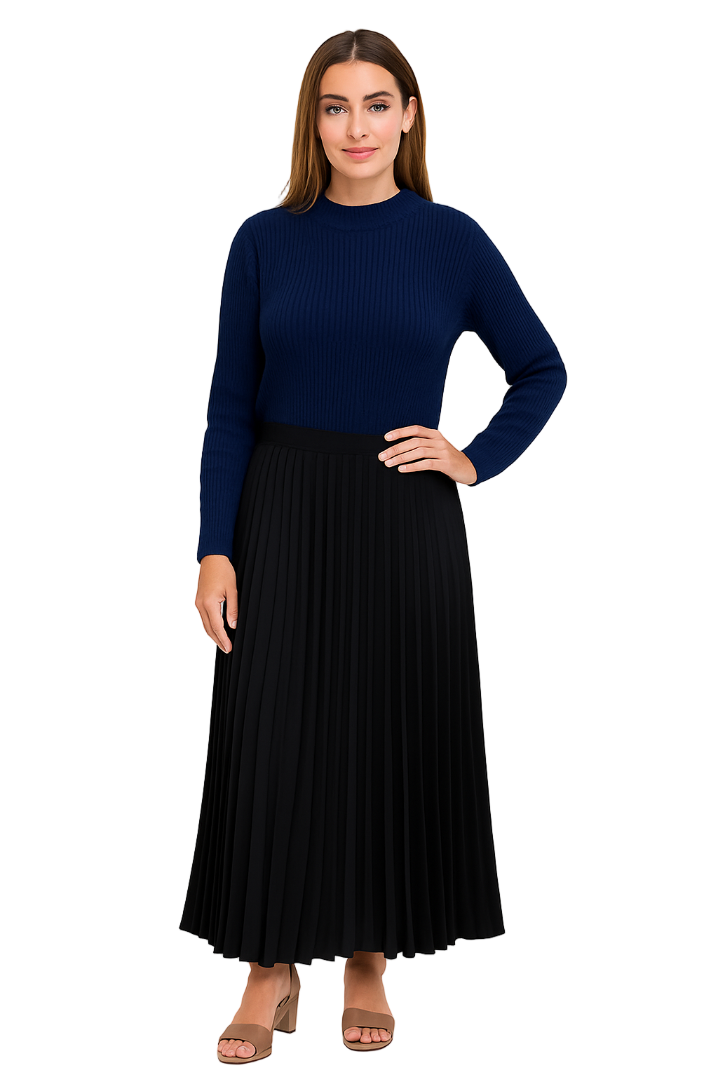 Valeria | Robe maxi avec pull et jupe plissée