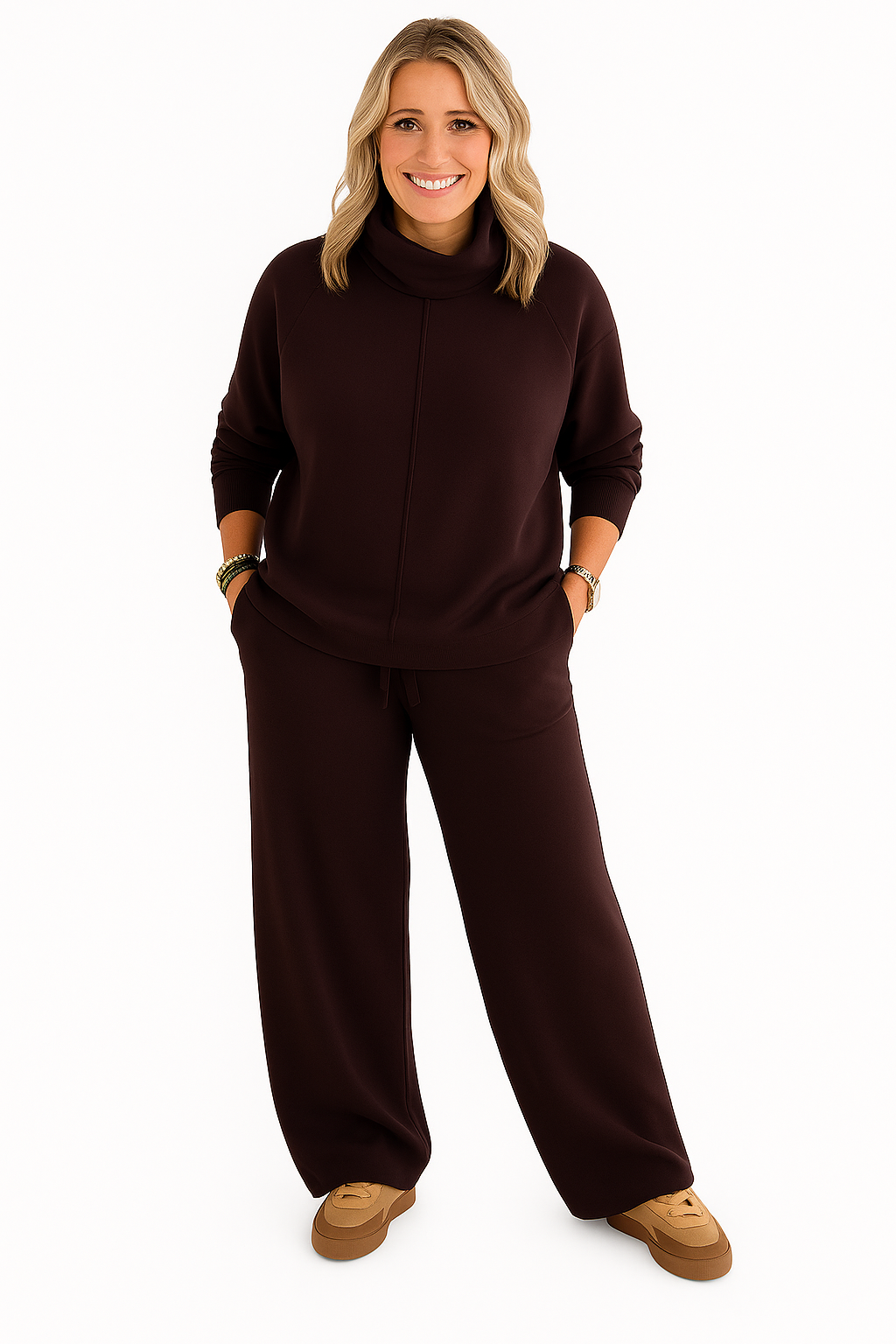 Estelle | Ensemble de voyage féminin deux-pièces avec pull à col roulé