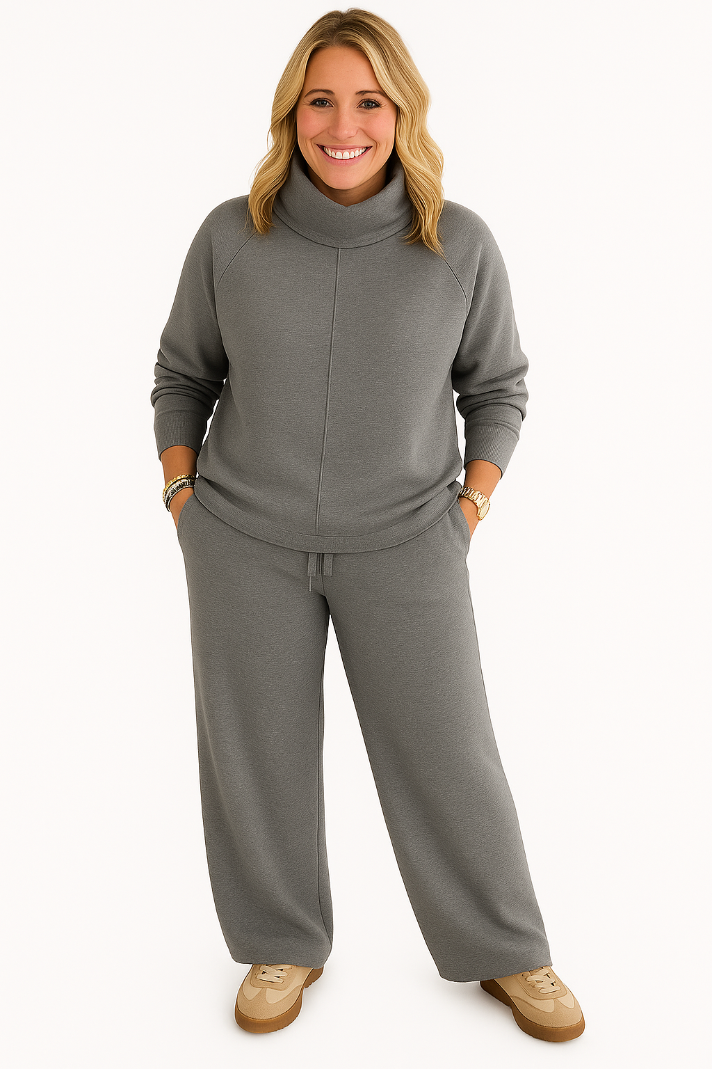 Estelle | Ensemble de voyage féminin deux-pièces avec pull à col roulé