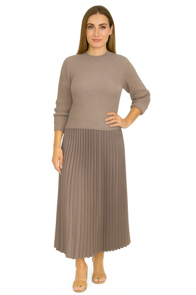 Valeria | Robe maxi avec pull et jupe plissée