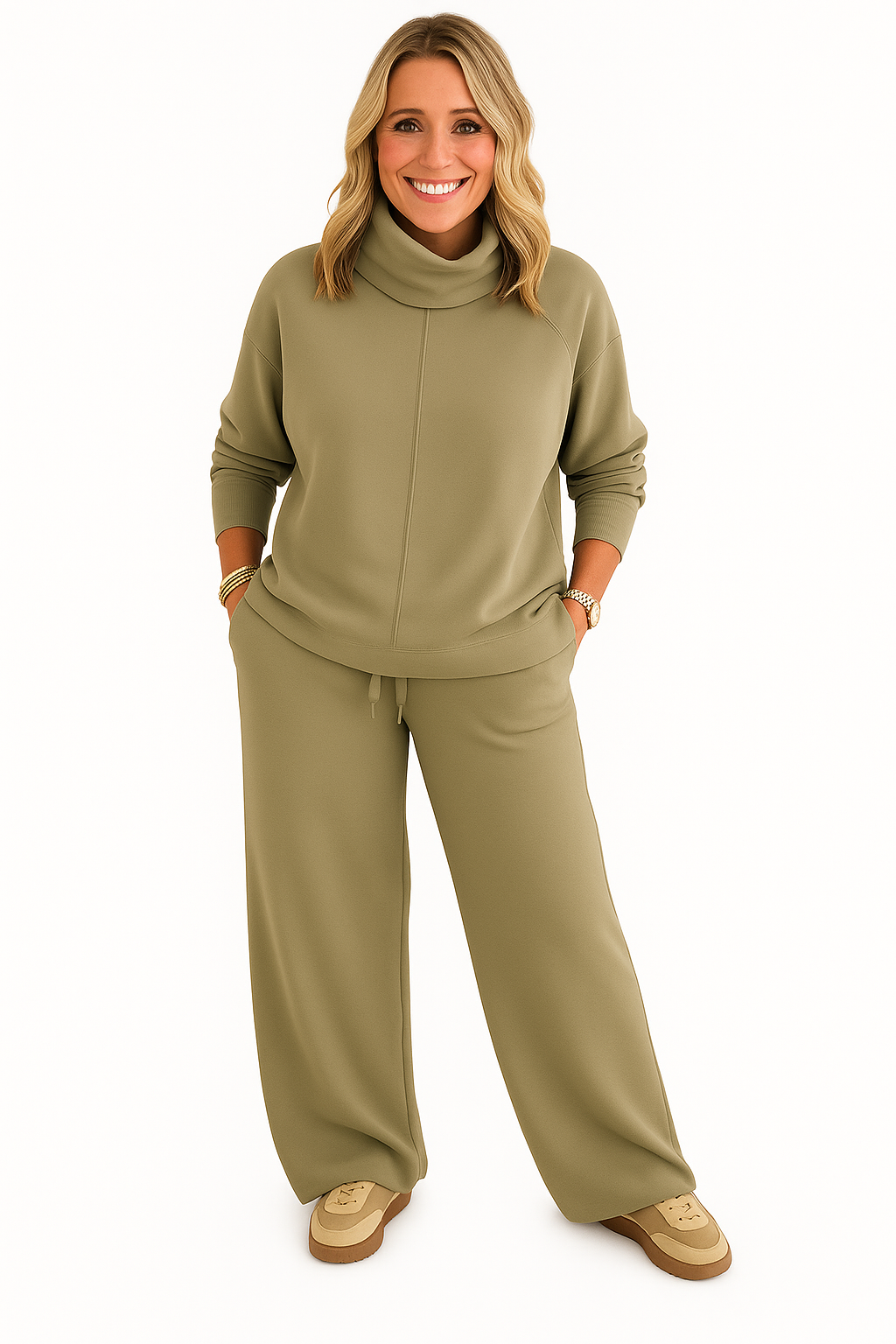 Estelle | Ensemble de voyage féminin deux-pièces avec pull à col roulé