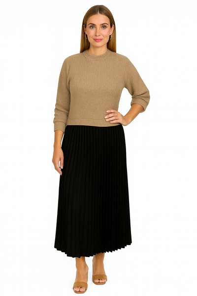 Valeria | Robe maxi avec pull et jupe plissée