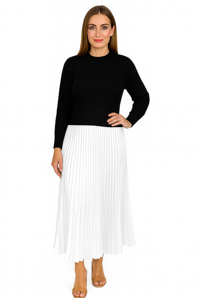 Valeria | Robe maxi avec pull et jupe plissée