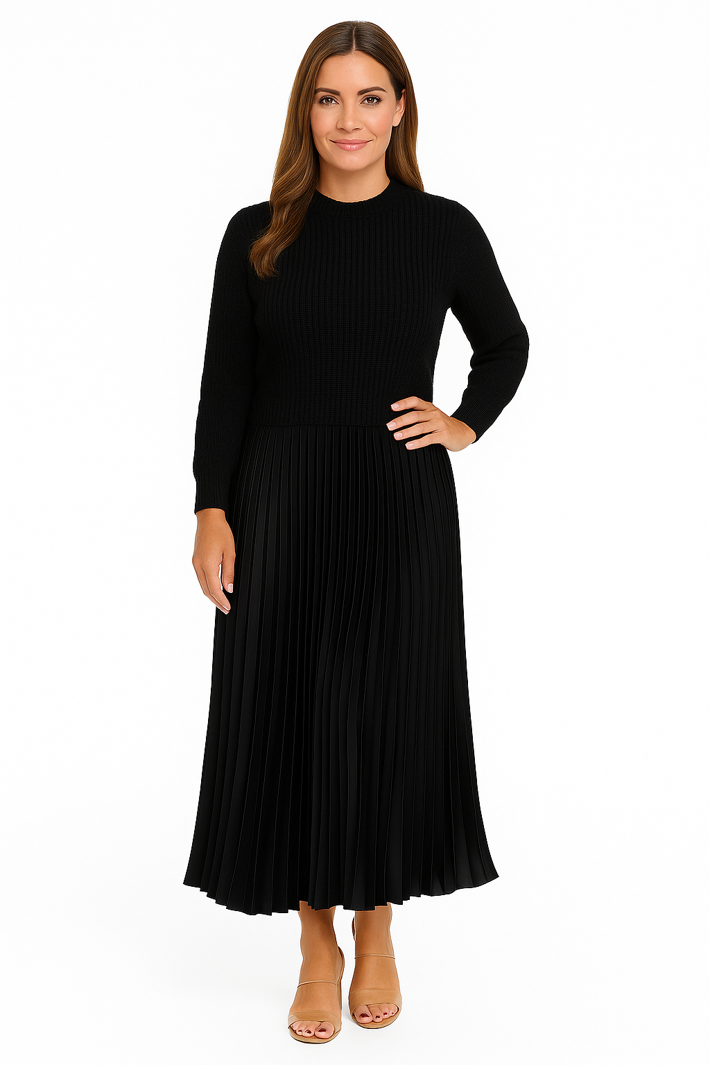 Valeria | Robe maxi avec pull et jupe plissée