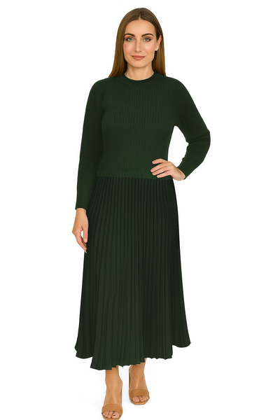 Valeria | Robe maxi avec pull et jupe plissée