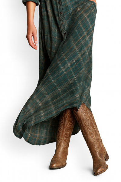 Elena | Robe longue à carreaux au charme intemporel.