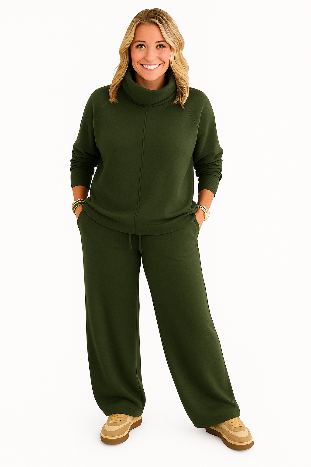 Estelle | Ensemble de voyage féminin deux-pièces avec pull à col roulé